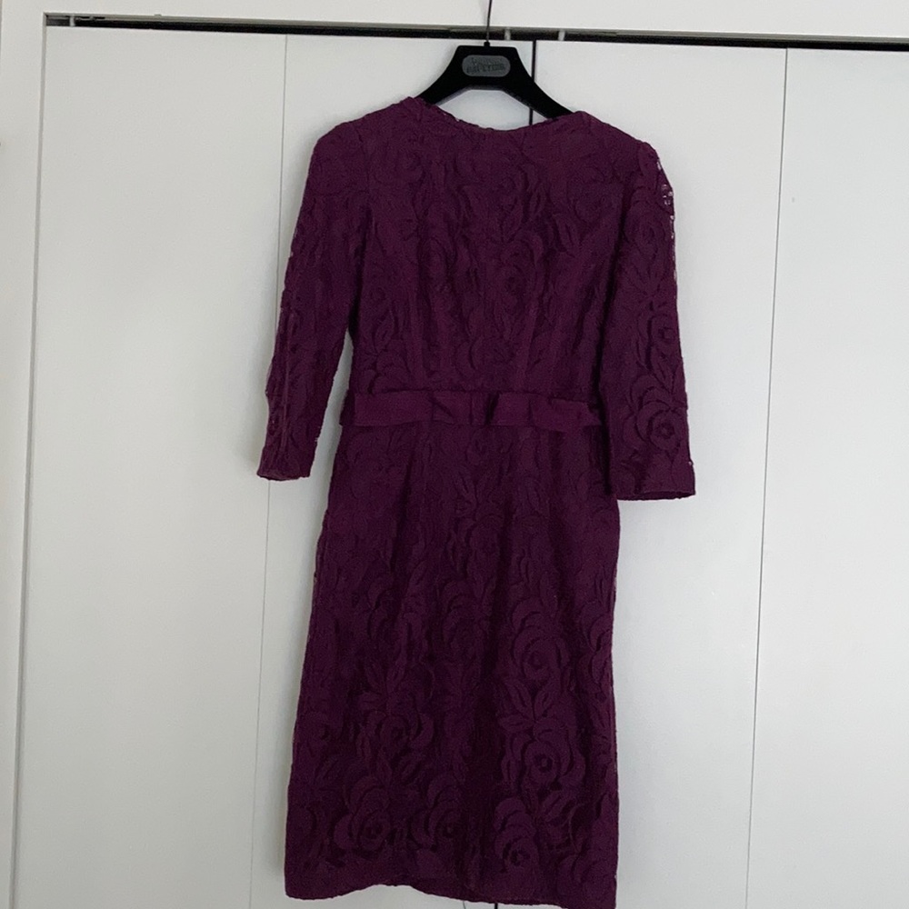Purple lace Taylor dress with ribbon detail & bow